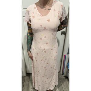 Vintage Laura‎ Ashley Pink Floral Dress Size 8 Cottagecore/Prairie